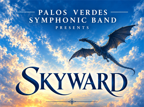 Sunset with a Dragon flying in the foreground and the words 'Skyward'