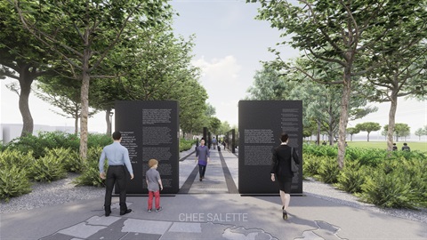 Rendition of the World War II Japanese American Incarceration Monument.