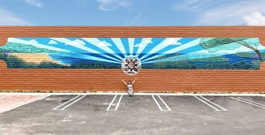 Mural at the Bluestem Hotel in Torrance on the brick exterior
