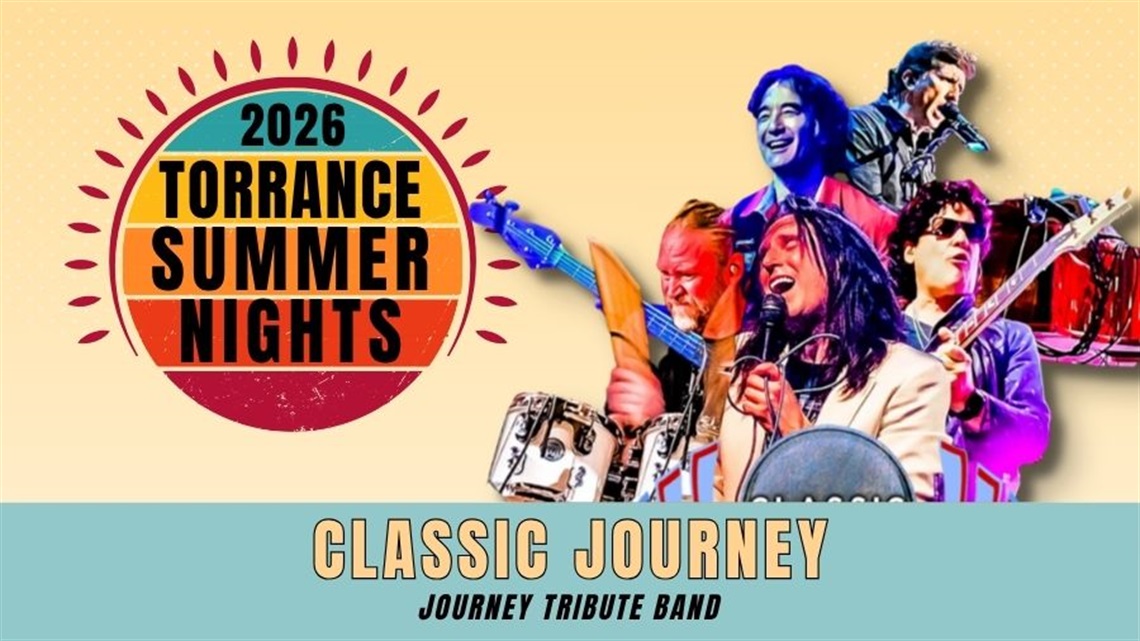 Image of the band Classic Journey, a Journey tribute band featured at the 2026 Torrance Summer Nights concert series.